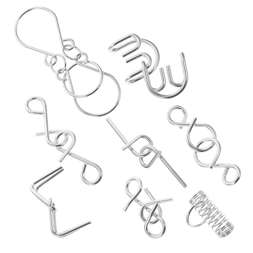 FUNOMOCYA 8 Stück Teiliges Metall Gehirn Puzzle Knifflige Denkspiele für Ab Jahren Fördert Konzentration Logisches Denken und Geschicklichkeit Robuste und Langlebige Intelligenzspielzeuge von FUNOMOCYA