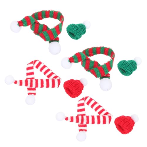 FUNOMOCYA 8 Stück Teiliges Mini Strickmützen Schal Weinflaschen Weiche Weihnachtsflaschen deko mit Roten und Grünen Farben Leichte Kompakte Mini Ornamente für Festliche Tischdekoration von FUNOMOCYA
