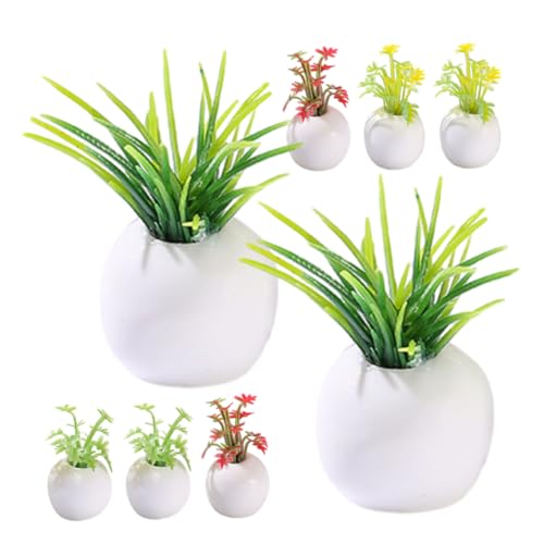 FUNOMOCYA 8 Stück Teiliges Miniatur Bonsai Modell Realistische Künstliche Sukkulenten Puppenhaus Deko Leichte Mini Pflanzen für Puppenstuben Gartenornamente Tischdeko von FUNOMOCYA