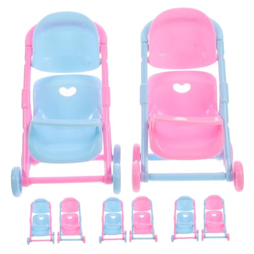 FUNOMOCYA 8 Stück Teiliges Miniatur Puppenwagen Realistischer Kinderwagen aus Robustem Kunststoff Leichter Tragbarer Puppen-Kinderwagen für Kreatives Rollenspiel Drinnen und Draußen von FUNOMOCYA