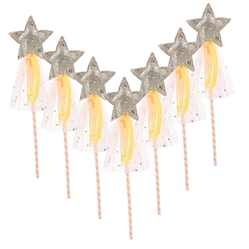 FUNOMOCYA 8 Stück Teiliges Prinzessin Stern Zauberstab mit Glitzer Pailletten Leichte Feenstäbe für Geburtstagsfeiern Cosplay und Fantasievolles Rollenspiel von FUNOMOCYA