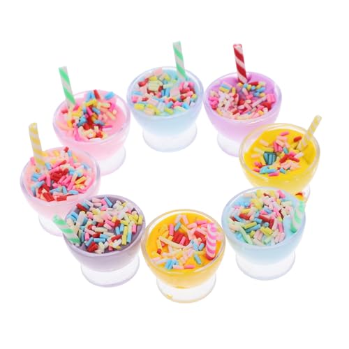 FUNOMOCYA 8 Stück Teiliges Puppenhaus Miniatur Eiscreme aus Langlebigem Harz Realistische Mini Eisdessert Modelle Leichte Farbechte Dekoration für Puppenhaus und DIY von FUNOMOCYA