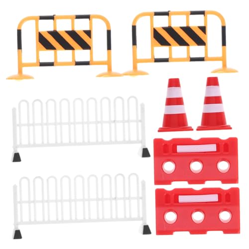FUNOMOCYA 8 Stück Teiliges Verkehrszeichen mit Miniatur Straßensperren und Leitkegeln Pädagogisches Baustellen für Fördert Verkehrssicherheit und Symbolerkennung für Rollenspiele und von FUNOMOCYA