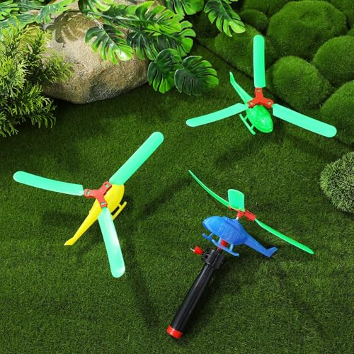 FUNOMOCYA 9 Stück Teiliges Handlicher Schnurstart Hubschrauber aus Robustem Kunststoff Bunte Flugspielzeuge für Outdoor Gruppenaktivitäten von FUNOMOCYA
