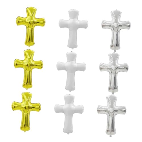 FUNOMOCYA 9 Stück Teiliges Kreuz Folienballon aus Aluminiumfolie Gedenk und Taufdeko in Weiß Silber Gold Langlebig für Jungen und Mädchen Babyparty Religiöse Outdoor und Indoor Geeignet FUNOMOCYA 9 Stück Teiliges Kreuz Folienballon aus Aluminiumfolie Gedenk und Taufdeko in Weiß Silber Gold Langlebig für Jungen und Mädchen Babyparty Religiöse Outdoor und Indoor Geeignet von FUNOMOCYA
