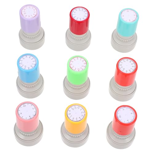 FUNOMOCYA 9 Stück Teiliges Stempelset Pädagogische Zeitlern Stempel Farbige Uhrzeitsymbole für Schüler für Klassenraum Belohnung und Lernspiele Zufällige Farbe Zufällige Farbe von FUNOMOCYA
