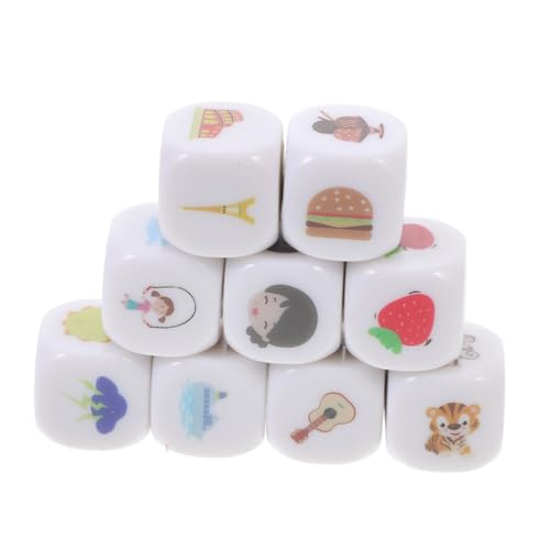 FUNOMOCYA 9 Stück Teiliges Storytelling Würfel mit Bunten Acrylwürfeln Spielerisch und Fantasietraining für Multifunktionale Lernwürfel mit Praktischem Aufbewahrungsbeutel von FUNOMOCYA