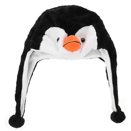 FUNOMOCYA Adorable Pinguin Mütze Plüsch Wintermütze Damen Warme Tierhaube Kuschelig Festlich für Party und Alltag von FUNOMOCYA