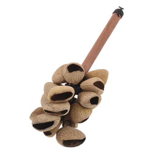 FUNOMOCYA Afrikanisches Shekere Shaker Rassel Musikinstrument mit Holzgriff Handgefertigt aus Pflanzenfrüchten Lebhafter Klang für Musikunterricht Bühnenauftritte und Kulturelle von FUNOMOCYA