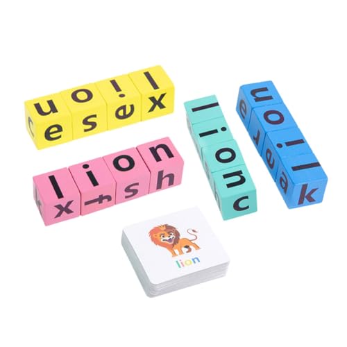 FUNOMOCYA Alphabet Buchstabierspielzeug aus Holz mit Wörterkarten Pädagogisches Lernspiel für Fördert Kognitive Entwicklung Hand Auge Koordination und Spielerisches Buchstabieren Sicheres von FUNOMOCYA