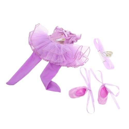 FUNOMOCYA Ballerina Puppenkleid mit Tanzkleid Schuhen und Haarband Detailreiches Ballett Outfit für Puppen Geeignet für Fantasievolles Ankleiden und Spielspaß von FUNOMOCYA