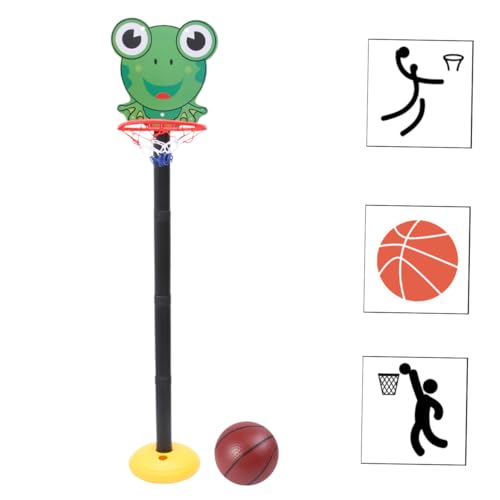 FUNOMOCYA Basketballspielzeug Set Höhenverstellbarer Basketballkorb für Drinnen Draußen Cartoon Frosch Design Leichtes Kunststoffspielzeug für Kindergarten und Familienspiele von FUNOMOCYA