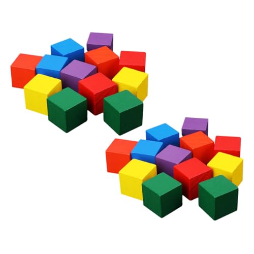 FUNOMOCYA Bausteine aus Holz Bunte Kleine Würfel Stabiles Lernspielzeug für Vorschulkinder Fördert Kreativität Vorstellungskraft und Motorische Fähigkeiten von FUNOMOCYA