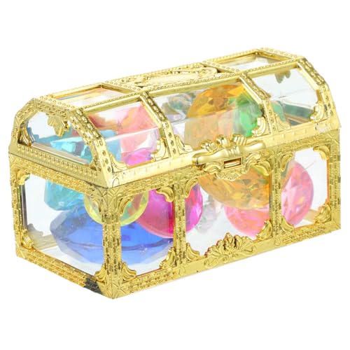 FUNOMOCYA Buntes Tauchen Edelsteine Poolspielzeug mit Schatztruhe für Kleinkinder Schwimmbadzubehör Sommer Spaß Bade Tauchspielzeug von FUNOMOCYA