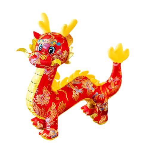 FUNOMOCYA Chinesisches Neujahr Drachen Plüschtier Rotes Satin Kuscheltier Glücksbringer für Familie Freunde Fest Dekoration FUNOMOCYA Chinesisches Neujahr Drachen Plüschtier Rotes Satin Kuscheltier Glücksbringer für Familie Freunde Fest Dekoration von FUNOMOCYA