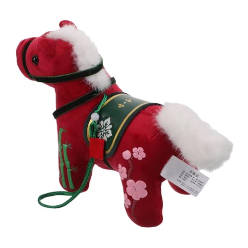 FUNOMOCYA Chinesisches Neujahr Pferd Plüschspielzeug Weiches Kuscheltier Pferdefigur Festliche Dekoration für Leicht Tragbares Maskottchen für Zuhause und Reise von FUNOMOCYA