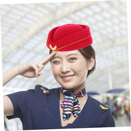 FUNOMOCYA Damen Stewardess Mütze Beret Dunkelrot Weiches Material Komfortable Passform Für Kostüm Cosplay Bühnenauftritte Kabinenpersonal Accessoire von FUNOMOCYA