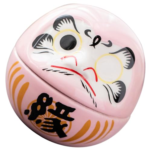 FUNOMOCYA Daruma Wackelfigur Keramik Glücksbringer Japanische Deko Maneki Neko Katze Tischornament von FUNOMOCYA