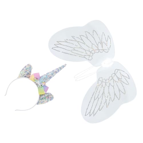 FUNOMOCYA Einhorn Kostüm Set mit Kopfbedeckung und Flügeln Leichtes und Bequemes Feen party Zubehör für Kleinkinder Zauberhaftes Cosplay für Geburtstagsfeier und Karneval von FUNOMOCYA