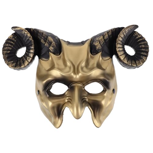 FUNOMOCYA Goldene Halloween Maske mit Oxhorn Design Dekorative Masquerade Halbgesichtsmaske aus Stabilem Verstellbares Elastisches Band Geeignet für Halloween Karneval Cosplay und Partys FUNOMOCYA Goldene Halloween Maske mit Oxhorn Design Dekorative Masquerade Halbgesichtsmaske aus Stabilem Verstellbares Elastisches Band Geeignet für Halloween Karneval Cosplay und Partys von FUNOMOCYA