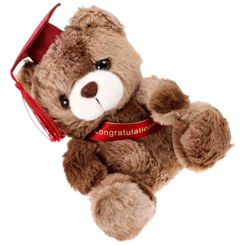 FUNOMOCYA Graduation Plüschbär mit Doktorhut Weiches Kuscheltier Abschlussgeschenk Detailverliebtes Stofftier für Feierdeko und Begleiter Brauner Samtband Bär für Realschulabschluss und Abi von FUNOMOCYA
