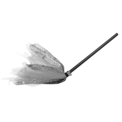 FUNOMOCYA Halloween Hexenbesen für Leichter Kunststoffbesen mit Spinnennetz Dekor Langlebig und Handgemacht als und Partydeko für Junge Mädchen von FUNOMOCYA