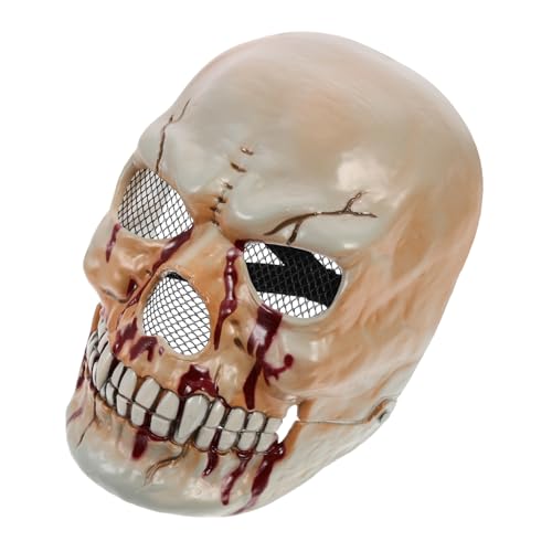 FUNOMOCYA Halloween Schädelmaske Beweglicher Mund Partymaske aus Kunststoff für Erwachsene Gruseliges Cosplay Kostüm Zubehör für Halloween Karneval Maskerade von FUNOMOCYA