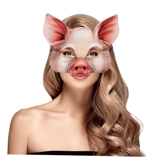 FUNOMOCYA Halloween Schweine Maske Halbgesicht Tiermasken für Erwachsene Realistische Farm Animal Mask für Karneval Masquerade Cosplay Party Wiederverwendbar und Robust aus EVA Material von FUNOMOCYA
