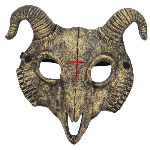 FUNOMOCYA Halloween Ziegenkopf Maske Goldfarbene Dekorative Karnevalsmaske für Halloween Party Cosplay Kostüm Geeignet für Maskenbälle und Festivalveranstaltungen von FUNOMOCYA