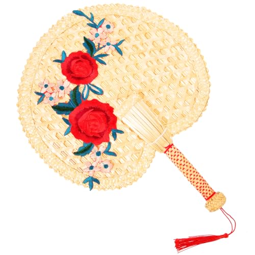 FUNOMOCYA Handgefertigter Großer Natürlicher Kühlfächer aus Tragbarer Vintage Handfächer für Sommerkühlung Dekorativer Chinesischer Stil Leicht für Junge Mädchen Erwachsene Party und Strand von FUNOMOCYA