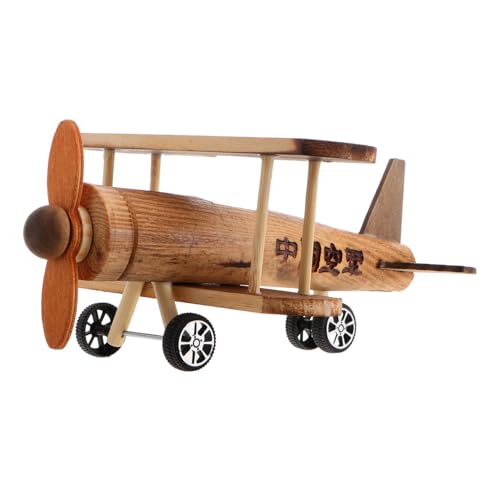 FUNOMOCYA Handgefertigtes Holzflugzeug Modell Retro Flugzeug Dekofigur aus Holz Umweltfreundliches Handwerk für Zuhause Tischdekoration Fotorequisite Sammlerstück von FUNOMOCYA