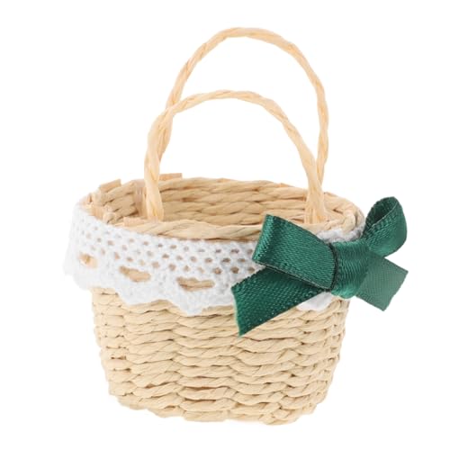 FUNOMOCYA Handgewebter Mini Korb aus Bambus für Puppenhaus Dekoration Leichtes Vielseitiges Deko Accessoire für Miniatur szenen und Fotorequisiten Rustikaler Stil von FUNOMOCYA