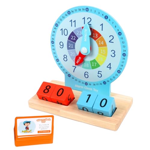 FUNOMOCYA Holz Lernuhr Modell Holzspielzeug Pädagogische Uhr für Kindergarten Zeitverständnis Fördern Lernspielzeug für Ab Jahren Sicher und Tragbar von FUNOMOCYA