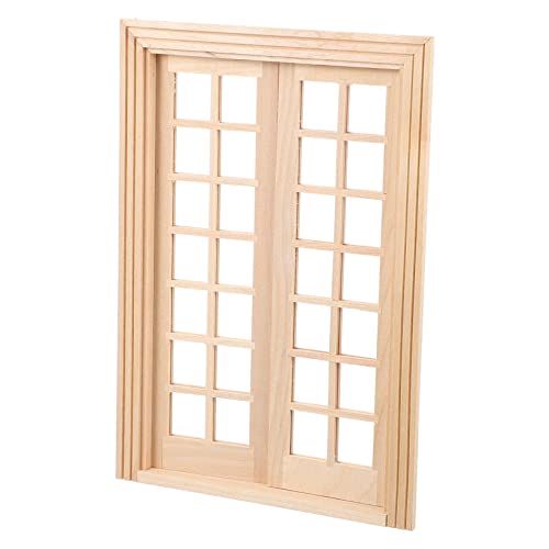 FUNOMOCYA Holz Puppenhaus Tür Modell DIY Miniatur Möbel Tür Dekoration Langlebiges Fächer Doppelflügeltür Ornament für Puppenhaus Zubehör Kreatives Holzdekor für Kinderzimmer von FUNOMOCYA