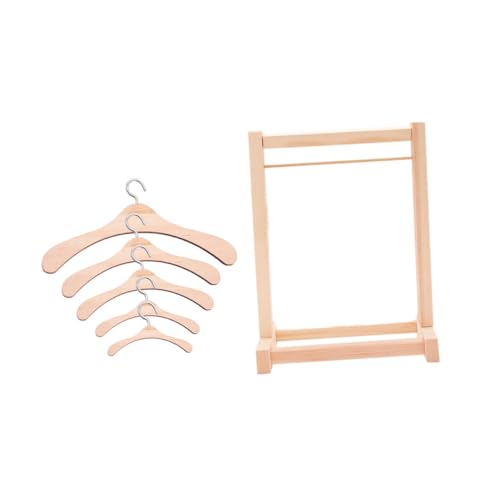 FUNOMOCYA Holz Puppenkleiderbügel Set Teilig Einzelbügel Kleine Puppenkleider Aufbewahrung Puppenzubehör Für Kinderzimmer Puppenhaus von FUNOMOCYA