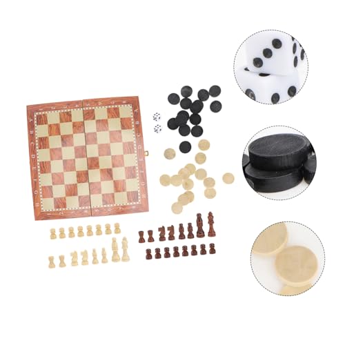 FUNOMOCYA Holz Schachbrett Spielset Tragbar Leicht für Erwachsene Pädagogisches Schach und Damespiel Denkspiel für Zuhause Schule Reisen und Picknick von FUNOMOCYA