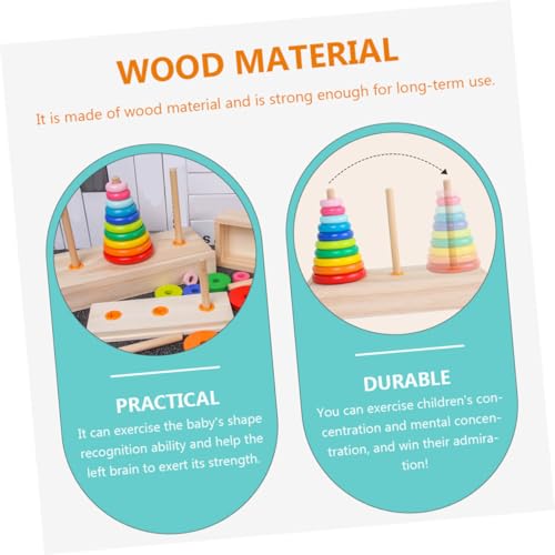 FUNOMOCYA Holz Stapelturm Montessori Motorikspielzeug für Kleinkinder mit Glatten Ringen und Sensorischem Lernspaß für Jungen und Mädchen zur Frühkindlichen von FUNOMOCYA