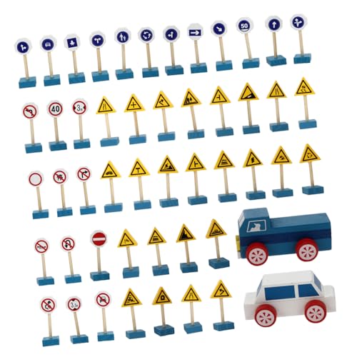 FUNOMOCYA Holz Verkehrszeichen Spielset Simulation Verkehrsschilder Lernspielzeug zur Sicherheitserziehung Inklusive Verschiedener Straßenschilder Fördert Verkehrserkennung und Rollenspiel von FUNOMOCYA