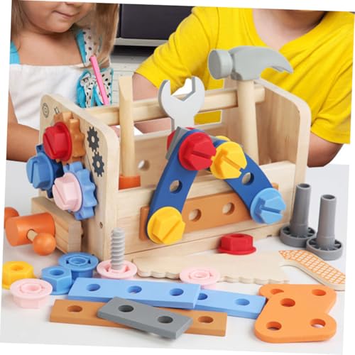 FUNOMOCYA Holz Werkzeugkasten Set Robustes DIY mit Schraubendreher und Muttern Pädagogisches Rollenspiel für Kleinkinder Fördert Feinmotorik und Kreativität Kindersicheres Material von FUNOMOCYA