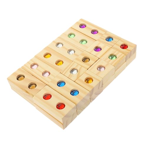 FUNOMOCYA Holzbausteine mit Edelstein Einlagen Buntes Montessori für Fördert Feinmotorik Kreativität und Geduldiges Bauen Langlebig und Sicher für Vorschule von FUNOMOCYA