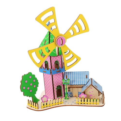 FUNOMOCYA Holzpuzzle Windmühlenhaus DIY Bausatz aus Langlebigem Holz Kreatives Puzzle für Erwachsene und Glatte Oberfläche Schadstofffrei Geschenk für Bastelfreunde von FUNOMOCYA