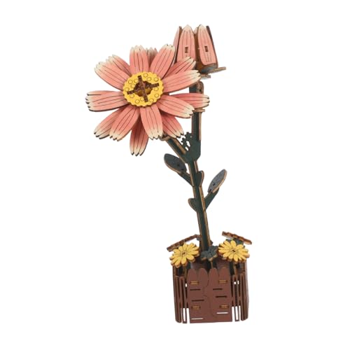 FUNOMOCYA Holzrätselblumen 3D -Handwerksblumenpuzzle 3D -Holzhandwerksblume -Blume -Puzzle DIY Daisy Blumenhandwerksrätsel Holzblume DIY Kit 3D-Puzzle aus Holz hölzern von FUNOMOCYA