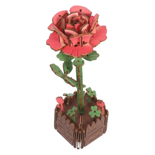 FUNOMOCYA Holzrätselblumen Holzbaugruppe Kit 3D -Holzblum -Puzzle Blumenbauspielzeug Schreibtischdekoration Rose Blumen Rose Model Kit Holzblumen -Puzzle hölzern von FUNOMOCYA