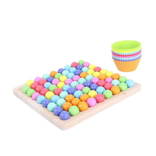 FUNOMOCYA Holzspielzeug Bunte Perlen Pädagogisches Motorikspiel Interaktives Lernspiel für Jungen und Mädchen von Farb und Denkfähigkeiten Geschenkidee für Kleinkinder von FUNOMOCYA