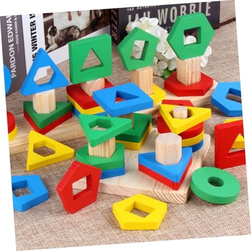 FUNOMOCYA Holzspielzeug Geometrische Bausteine Montessori Frühförderung Lernspielzeug für Junge Mädchen Hand Auge koordination und Formenerkennung Stabiles Kindersicheres Holzspielzeug für von FUNOMOCYA