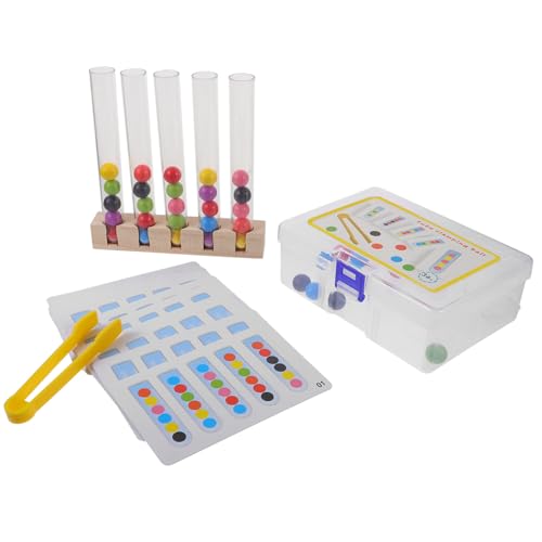 FUNOMOCYA Holzspielzeug Lernspielzeug mit Farbigen Perlen für Ab Jahren Motorisches Geschicklichkeitstraining Montessori Pädagogisches zur Farberkennung und Hand Auge koordination von FUNOMOCYA
