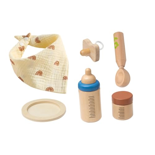FUNOMOCYA Holzspielzeug Milchflaschen Set für Rollenspiele Lernspielzeug Simulierendes Füttern Sicheres Glattes Material Fördert Soziale und Motorische Fähigkeiten Pädagogisch von FUNOMOCYA