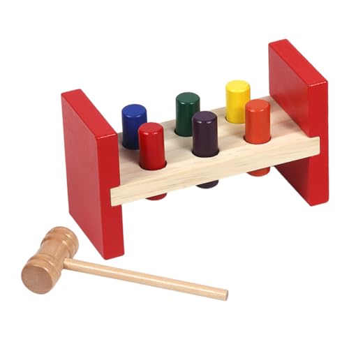 FUNOMOCYA Holzspielzeug Paukenspiel mit Hammer Montessori Pädagogisches Lernspielzeug für Kleinkinder Farblich Gestaltetes Motorikspiel zur Farbenerkennung und Feinmotorikförderung Sicher von FUNOMOCYA