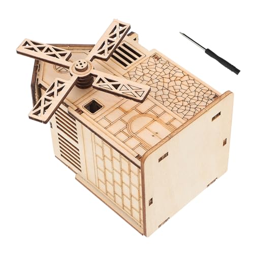 FUNOMOCYA Holzspielzeug Puzzle Windmühle mit Musikbox Motorisches Lernspielzeug für Feinmotorik und Hand Augen koordination Inkl Schrauben und Schraubenzieher Geburtstagsgeschenk von FUNOMOCYA