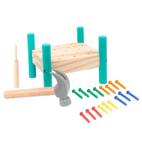 FUNOMOCYA Holzspielzeug Tapping Game Percussion Toy Bunte Nägel Pädagogisches Nagelbrett zur Handkoordination und Muskelstärkung für Kleinkinder von FUNOMOCYA